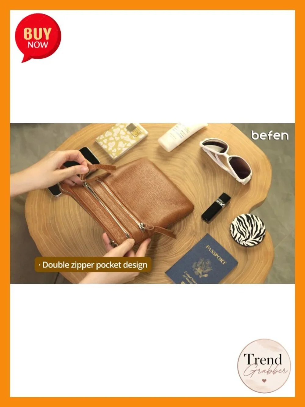 Genuine Leather Crossbody Purse Multi-Pocket Travel Shoulder Bag